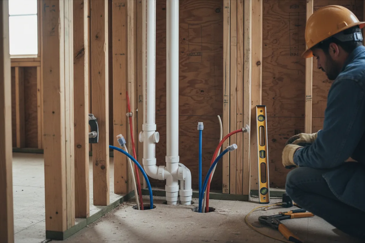 Drain and supply rough-in during Drain Cleaning in New York Mills