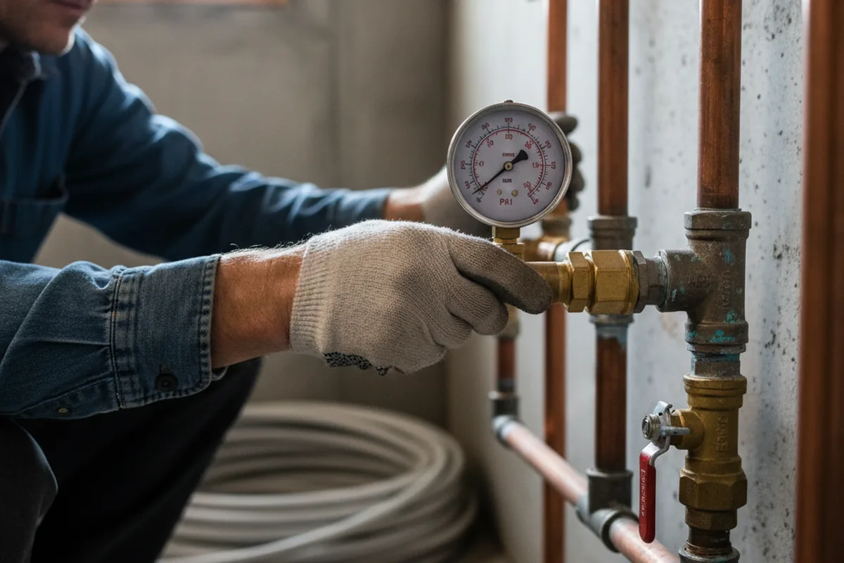 Pressure testing a repaired line during Water Line Repair in New York Mills